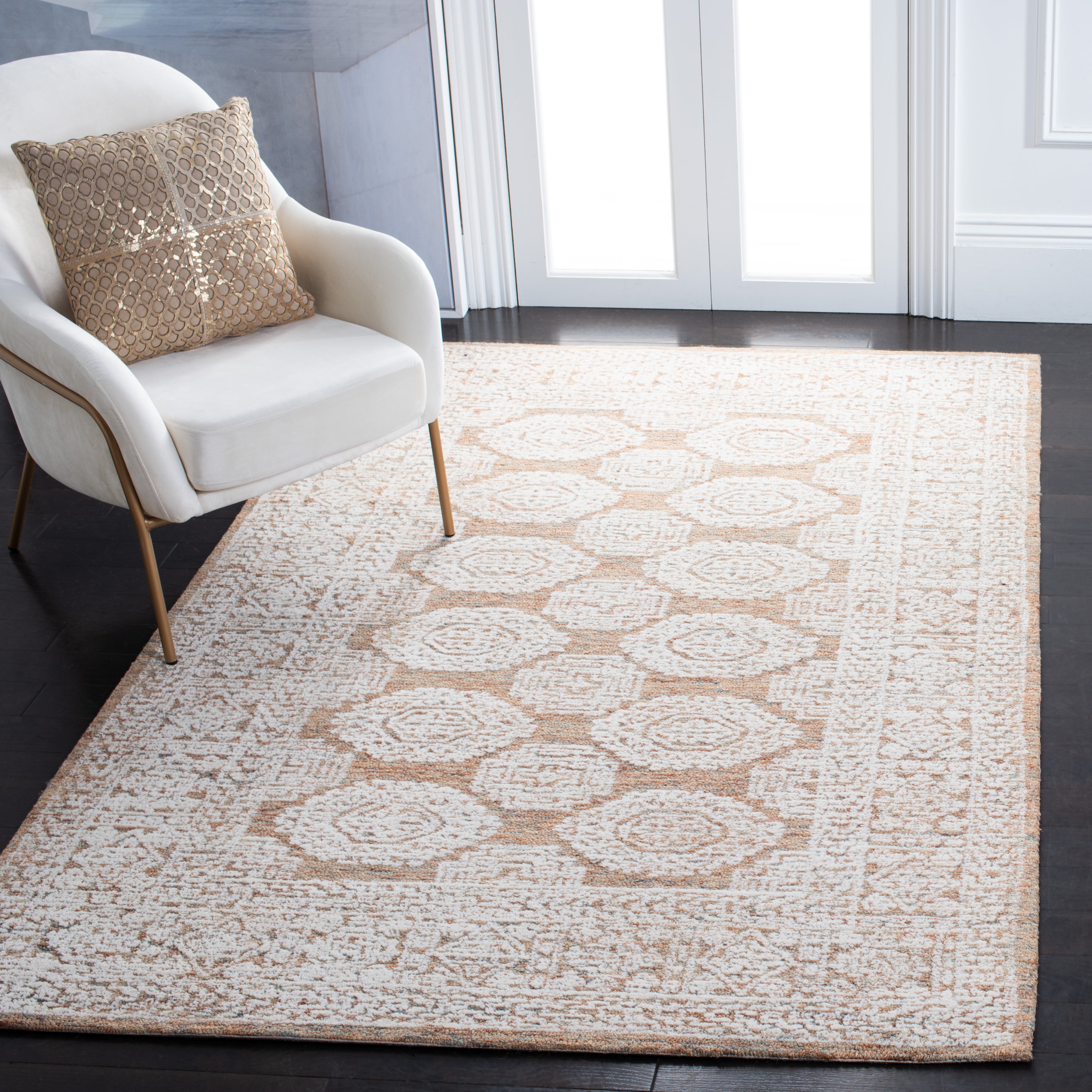 SAFAVIEH Metro Leontyne Geometric Area Rug, Natural/Rust, 6' x 6' Square