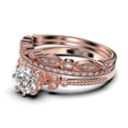 thumbnail image 4 of Beautiful 2.25 Carat Round Cut Diamond Moissanite Floral Engagement Ring, Antique Wedding Ring, Two Matching Band in 925 Sterling Silver With 18k Rose Gold Plating, Gift For Her, 4 of 4