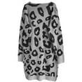 thumbnail image 6 of Cardigans for Women Trendy Open Front Knit Long Sleeve Leopard Print Sweater with Oversized Pocket Fall Winter Fashion Casual Comfy Crew Neck Work Sweaters for Women Black S, 6 of 6