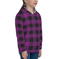 thumbnail image 5 of Picia Purple Black Plaid for Boys Fashion Full-zip Hoodies & Sweatshirts with Kangaroo Pocket,Zip-up Hooded Sweatshirt for Kid, Moisture Wicking & Breathable-Small, 5 of 6
