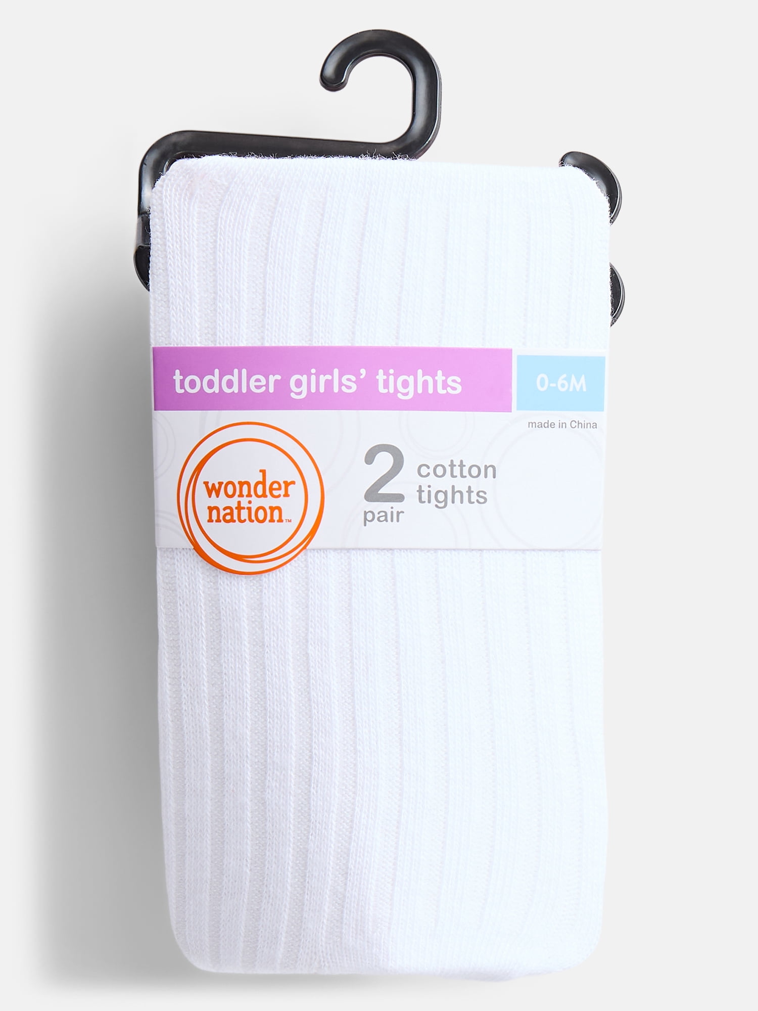Wonder Nation Baby & Toddler Girls Flat & Ribbed Cotton Tights, 2 Pack, 0M-5T