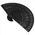 thumbnail image 3 of Rollbacks & More 8 Inch Chinese Japanese Folding Fan Original Wooden Hand Flower Bamboo Pocket For Home Decor Party Decoration-Black, 3 of 9