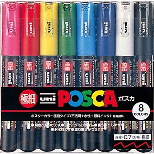 Set de rotuladores de pintura extrafinos uni Posca 8 colores