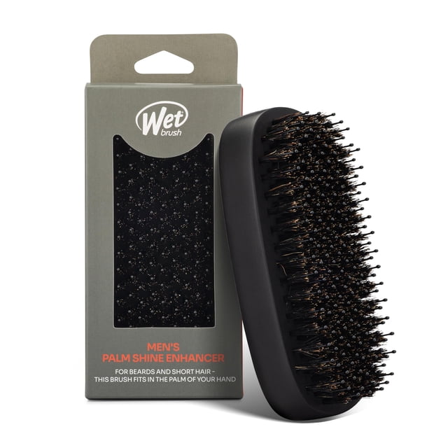 Wet Brush Cepillo para mejorar el brillo con cerdas Intelliflex Cepillo para cabello corto y barba para hombres Cepillo para desenredar pelo de jabalí Cepillo de palma con hebras suaves y brillantes p
