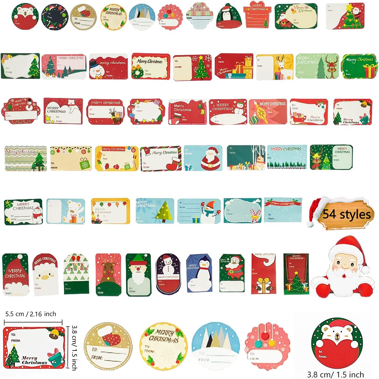 120 Autocollants Cadeaux De Noël Auto-adhésifs - Lot De 120 étiquettes Décoratives 8x6 Cm Pour Emballages - 10