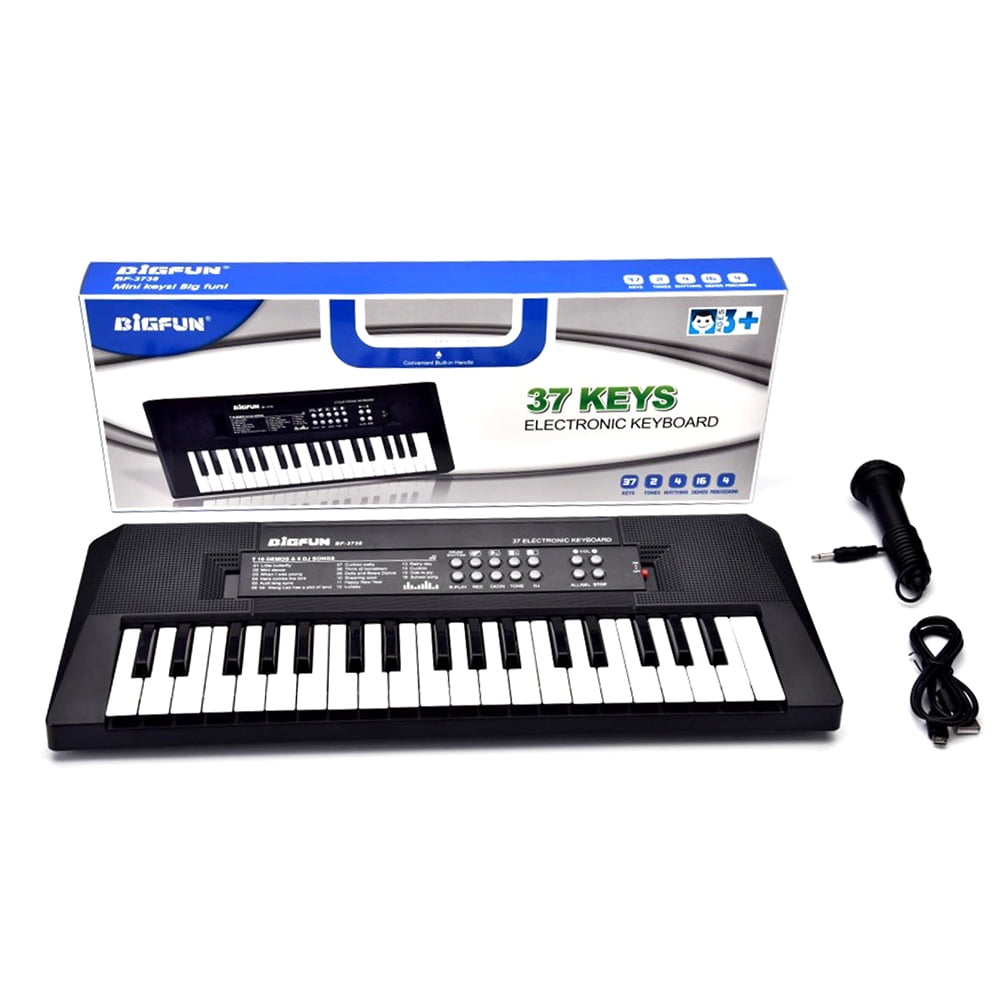 Multifunction Music Educational Instrument Toy Keyboard Piano for Kids with Microphone 61Keys, Silver BIGFUN Keyboard Piano 