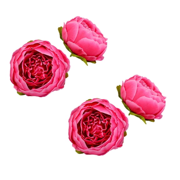 Hot Pink Rose Flowers Artificial for Decoration,4in Blue Silk Flower Heads,2 Pcs Rose Flowers, Silk Rose Heads Bulk,Satin Rose Heads No Stem for DIY Flower Well,Crafts Bouquest