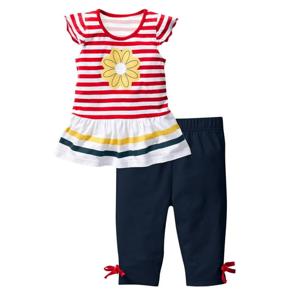 Yuncity Girls Summer Outfits 2 Piece Set Floral Print Short Sleeve Top With Ruffle Sleeves And Elastic Waist Pants Toddler Kids Casual Clothes Size 3-4 Years Black