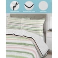thumbnail image 4 of Green Pink Stripes Summer Quilt Set Full Size,Soft Microfiber Quilted Bedding Set with 2 Pillow Shams,Gradient Geometric Smear Art Paint Lightweight All Season Bedspread Coverlet for Bedroom 78"x90", 4 of 6