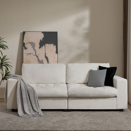 Me'on 87" Modern Sofa with Hidden Storage Space for Living Room, Upholstered 3-Seater Large Couch with Extra Deep Seat for Apartment