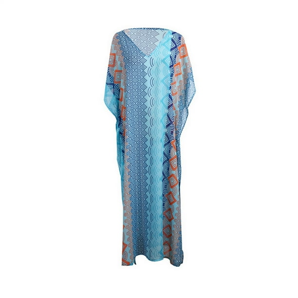 Blue Island Blue Island Colorful Sheer Maxi Caftan Swim Cover Up