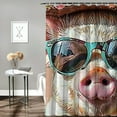 thumbnail image 2 of Patifu Pig in Hat and Sunglasses Chic Modern Bathroom Decor Shower Curtain with Hooks 69"x72, 2 of 7
