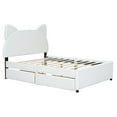 thumbnail image 4 of Full Size Upholstered Platform Bed In White With Cartoon Ears Headboard & Storage Drawers - Wood, Easy Assembly, No Box Spring 2 And Cute Needed, Bedroom Neat, 4 of 7