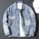 thumbnail image 3 of Chaqueta vaquera para hombre, color gris cargo, abrigos vaqueros para hombre, otoño, original, de alta calidad, ropa de abrigo de invierno, moda, precio barato, estilo coreano G, 3 of 5