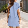 thumbnail image 4 of Summer Dresses for Women Casual Short Sleeve Crew Neck Sundresses Loose Mini Dress, XL, 4 of 5