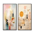 thumbnail image 2 of Designart "Retro Dreams Golden City II" Modern Geometric Framed Wall Art Set Of 2 - Modern Pink Frame Gallery Set For Office Decor, 2 of 6
