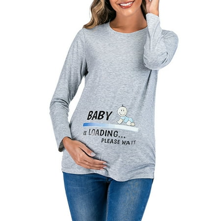 

AIEOTT Woman Round Neck Nursing Tops Long Sleeve Maternity Breastfeeding Top