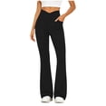 thumbnail image 2 of Inverlee High Waist Flare Leggings with Pockets for Women Stretch Knit Casual Athletic Bottoms Yoga Slim Fit Gym Pants Black XL, 2 of 6