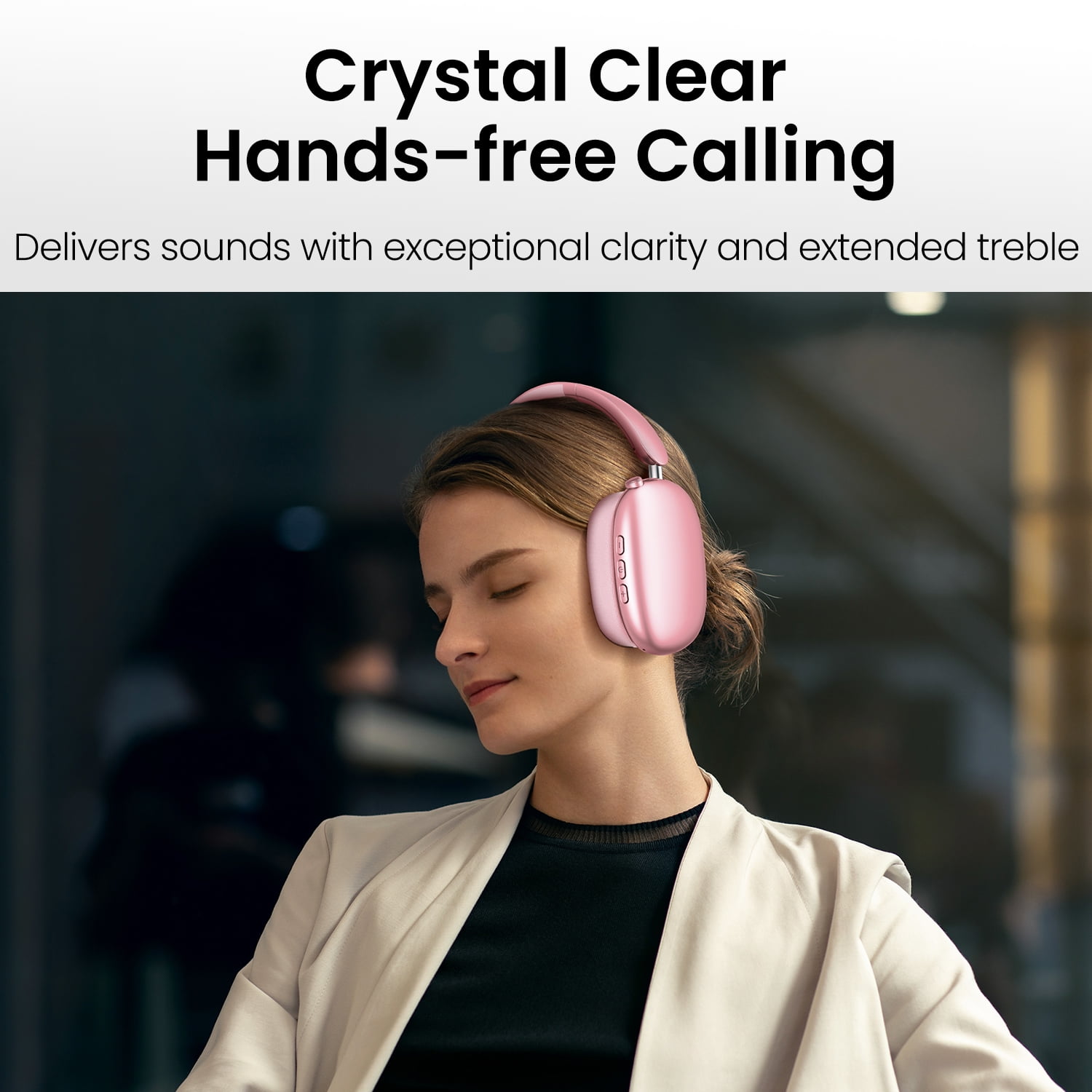 GASYESOY Y01 Bluetooth Headphones Wireless over Ear Noise Cancelling Headphones,36H Playtime Hi-Res Audio Foldable Lightweight for Travel, Home Office, Sport, Cellphone, PC Pink