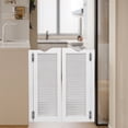 thumbnail image 3 of Aiqidi 24*42Inch Double-door Swing Door Natural Pine Wood Louvered Cafe Door Wall-Mounted Countryside Saloon Doors with 4 Hinges (White), 3 of 15