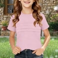 thumbnail image 6 of Asxite Toddler Tshirt Solid Color Short Sleeve Crew Neck Casual Loose Breathable Summer Tops 2-12Y, 6 of 6