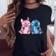 thumbnail image 3 of Camiseta de dibujos animados de Disney para mujer, Tops negros de manga corta, nueva moda, 3 of 5