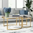 thumbnail image 4 of Evelyn&Zoe Metal Two Tier Glass Top Brass Coffee Table, 4 of 5