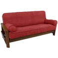 thumbnail image 2 of Solid Microsuede Double Corded 8 to 9-inch Full Futon Cover Set with Two 20 by 8-inch Bolster Pillows (Set of 3) - Cardinal Red, 2 of 2