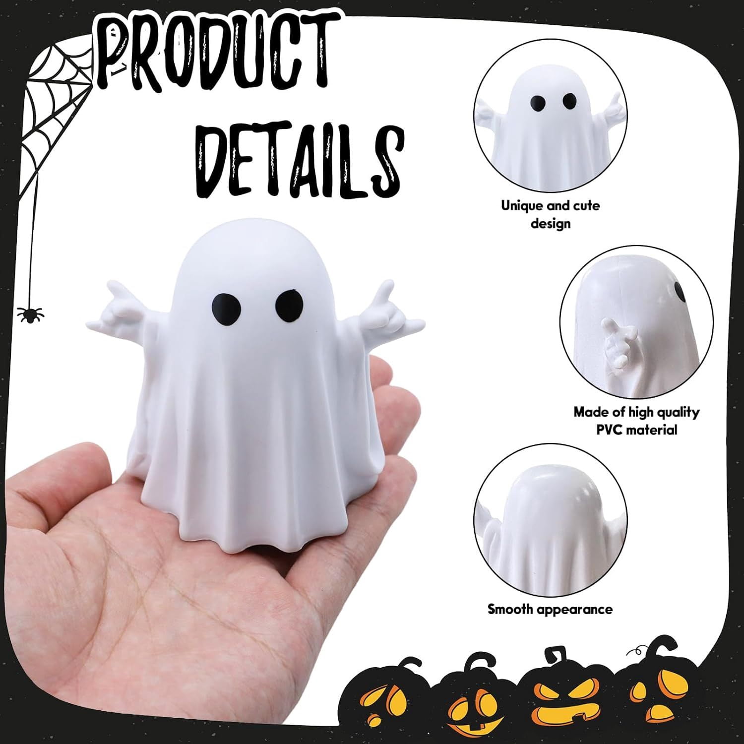 Glow-in-the-Dark Mini Ghost Figurine for Halloween Desk and Shelf Decor
