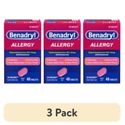 (3 pack) Benadryl Ultratabs Antihistamine Cold & Allergy Relief Tablets, 48 Count