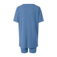 thumbnail image 4 of felwors 2 Piece Workout Sets for Women Oversized Tshirts Biker Short Matching Clothing Lounge Set Gym Yoga Outfit Blue, M, 4 of 7