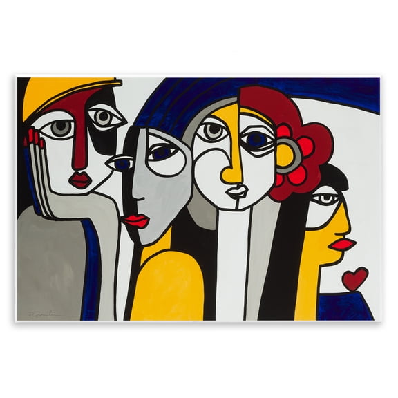 Stupell Industries Primary Hues Faces Portrait Portrait Painting Unframed Art Print Wall Art, 15 x 10
