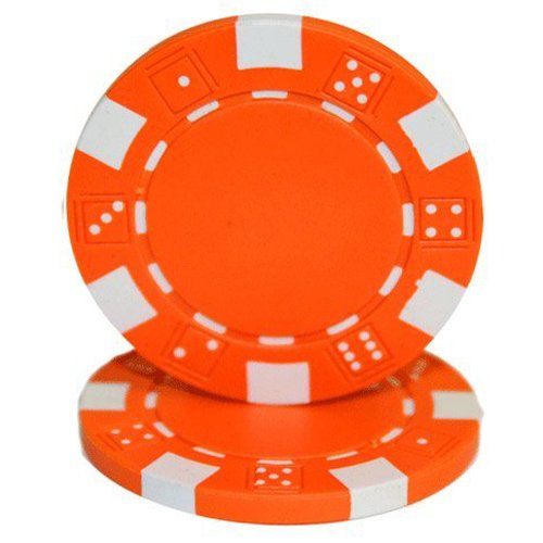Striped Dice 11.5g Blank Poker Chips, Orange Clay Composite, 50pack