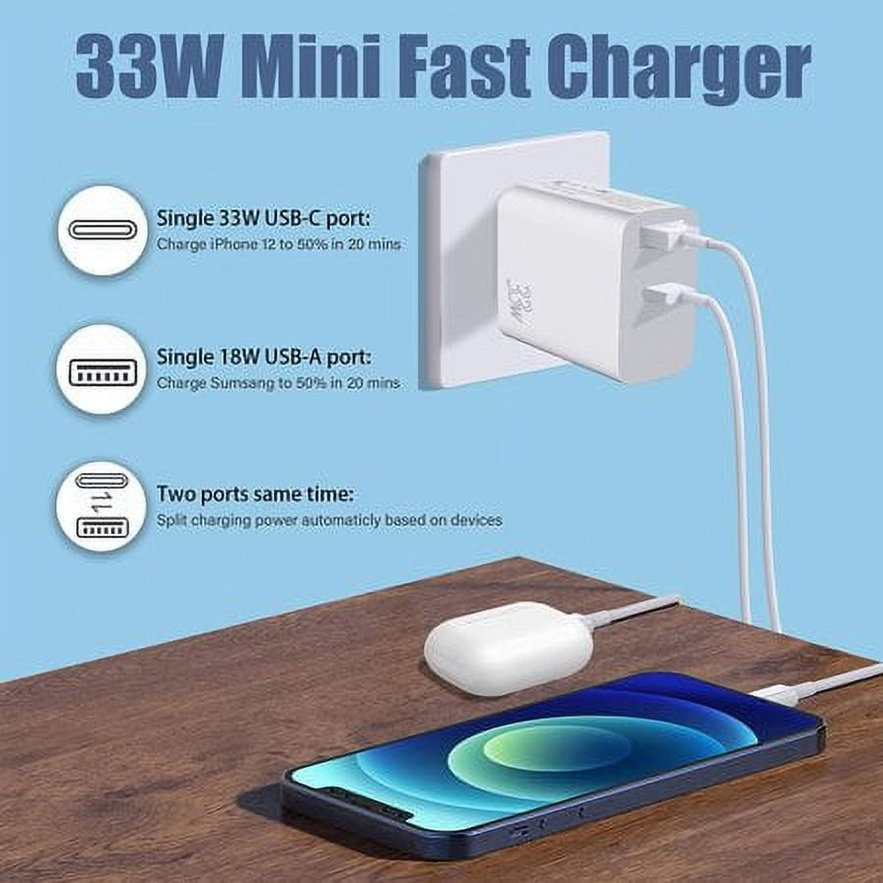 USB C Charger 33W, 2-Port Wall Charger PD 30W+QC3.0 [GaN III] PPS Super  Fast Charging Block with Type C Cable Power Adapter for iPhone 14/14  Plus/14