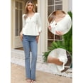 thumbnail image 2 of DARING DIVA Women's Tie Front 3/4 Sleeve Peplum Blouse M White, 2 of 6