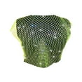 thumbnail image 4 of Women Shiny Rhinestone Sheer Mesh Hollow Out Crop Top See Through Fishnet Tank Top Shirt, 4 of 5