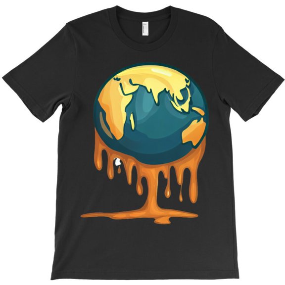 Melting Earth Funny Climate Change Awareness Graphic T-Shirt G11206, Up to 5XL