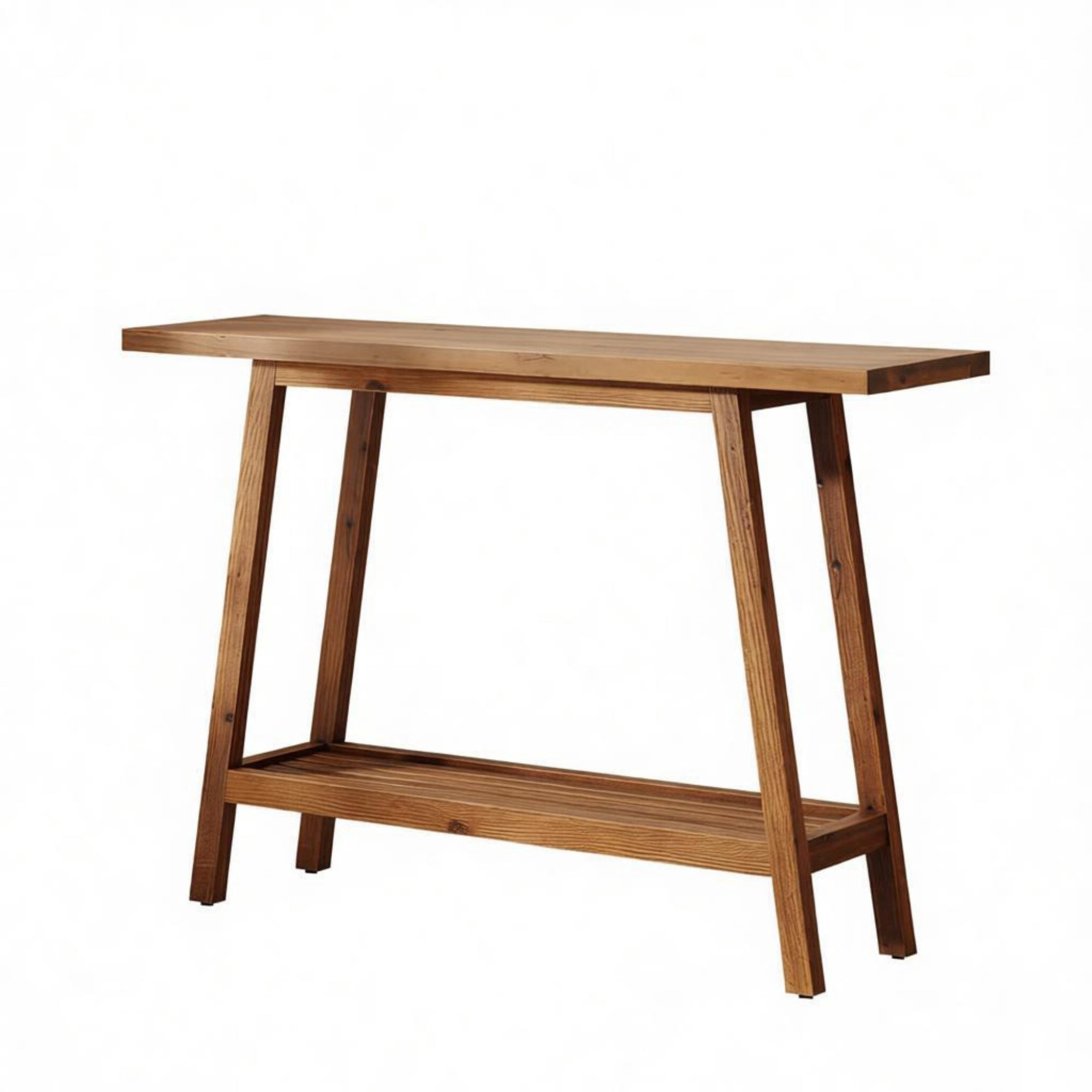 Farmhouse Solid Wood 2-Tier Slim Console Table, Rustic Vintage Entryway Sofa Table with Adjustable Anti-Slip Pads for Hallway Living Room Decor Storage