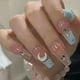 thumbnail image 1 of Paquete de 24 macarrones de sal marina, uñas transparentes con diamantes, uñas postizas largas, chips de decoración de uñas con forma de estrella y luna, 1 of 5