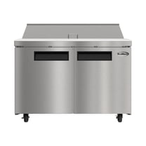 46 in. Commercial 2-Door Refrigeratd Salad and Sandwich Prep Table, 12 Pan Capacity and 14 Cu. Ft. of Storage in Stainless-Steel (KM-PTR46-2D)