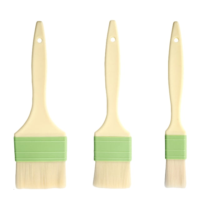 3Pcs Plastic Barbecue Baking Brush Kitchen Grill Oil Brushes Practical Cooking Tool for Meat Cakes Pastries (S Size + M Size + L Size)