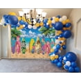 thumbnail image 2 of 7×5FT Summer Beach Backdrop Surfboard Luau Theme Backdrop Tropical Hawaii Island Background, 2 of 6