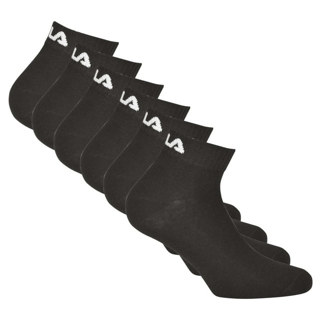 FILA Calcetines unisex, paquete de 6 - calcetines cortos, de entrenamiento, de deporte, con logotipo (2x 3 pares) Negro 43-46