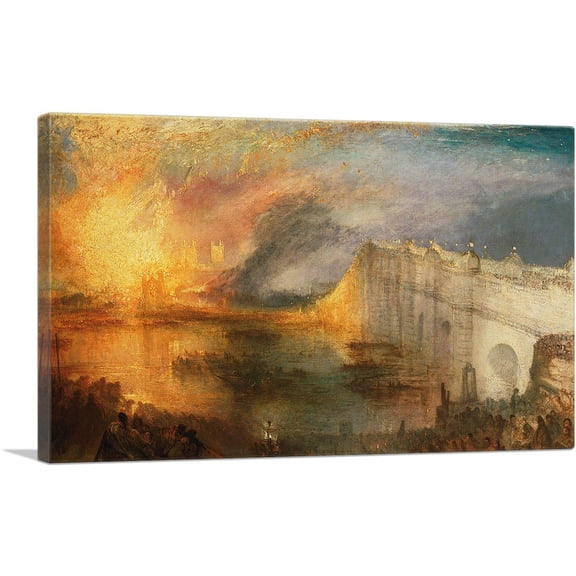 ARTCANVAS Burning of the Houses of Lords and Commons 1834 Canvas Art Print by J. M. W. Turner - Size: 26" x 18" (0.75" Deep)