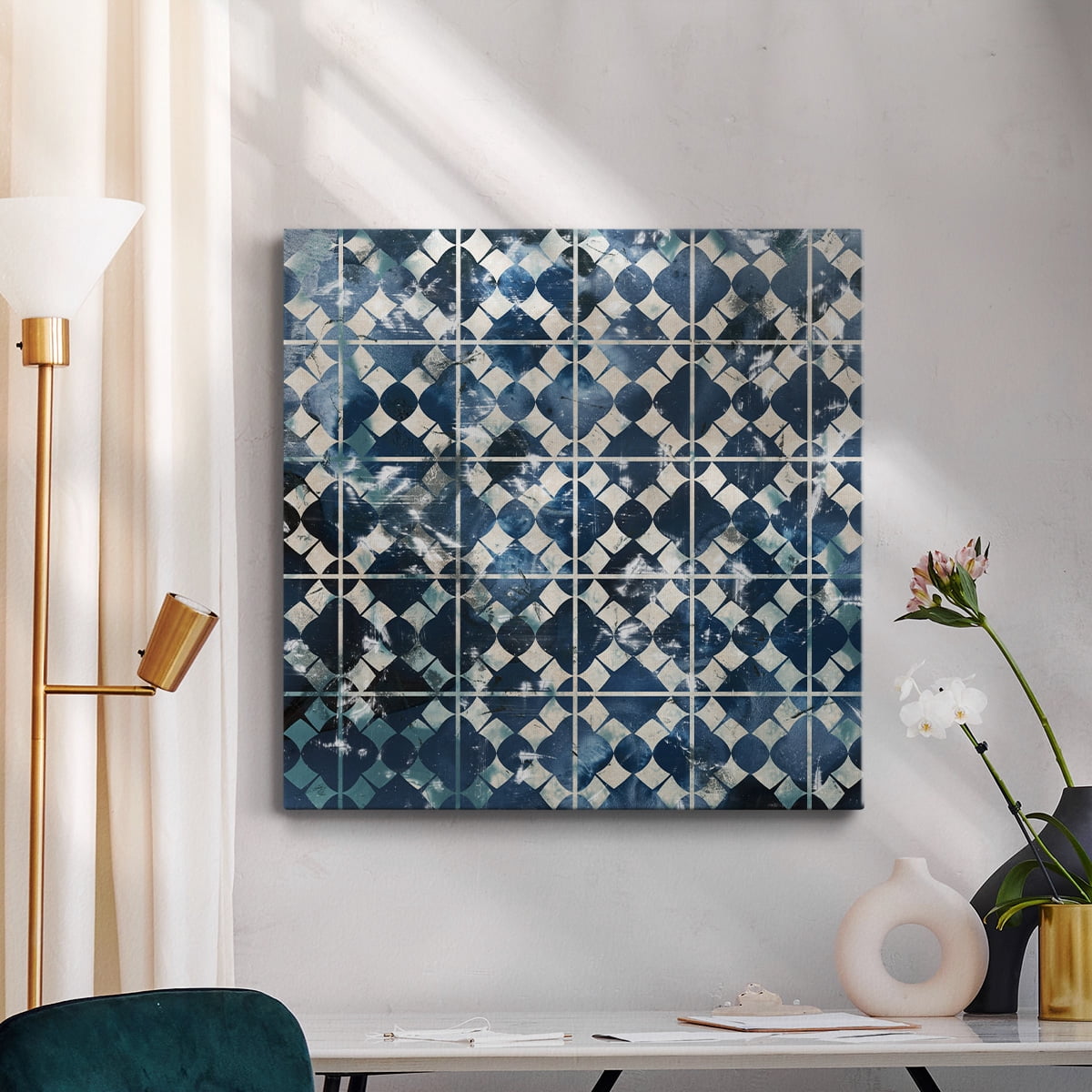 Wexford Home Tile-Dye V-Premium Gallery Wrapped Canvas, 32" x 32" - Ready to Hang