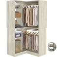 thumbnail image 4 of 36'' Corner Closet System - iSunirm Freestanding Corner Closet Organizer System with 2 Hanging Rods & 8 Storage Shelves, Built-in Garment Rack, for Bedroom/Closet, 36"W x 16"D x 80"H, White Oak, 4 of 7