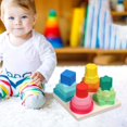 thumbnail image 2 of TISHITA Montessori Geometric Stacker Development Sorting Building Blocks Puzzle Stacking 4 post square, 2 of 8
