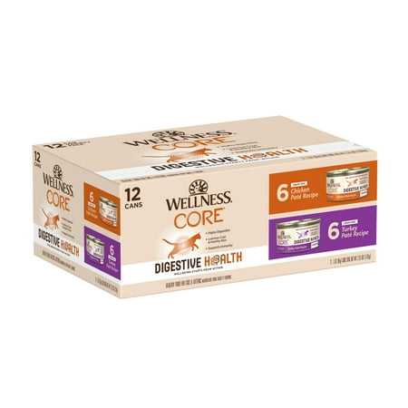 UPC: 0076344061403 | Wellness CORE Digestive Health Chicken & Turkey Pate Variety Pack Wet Cat Food 3 Ounce Can (Pack of 12)