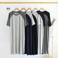 thumbnail image 1 of Baohd Robe For Men For Lounging And Sleeping Breathable And Stylish For Lounging Sleeping Cotton Bathrobe Men Men Pajama Dark gray light gray L Dark blue light gray XXXXL, 1 of 6