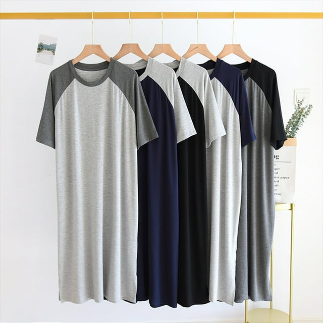 Baohd Robe For Men For Lounging And Sleeping Breathable And Stylish For Lounging Sleeping Cotton Bathrobe Men Men Pajama Dark gray light gray L Dark blue light gray XXXXL